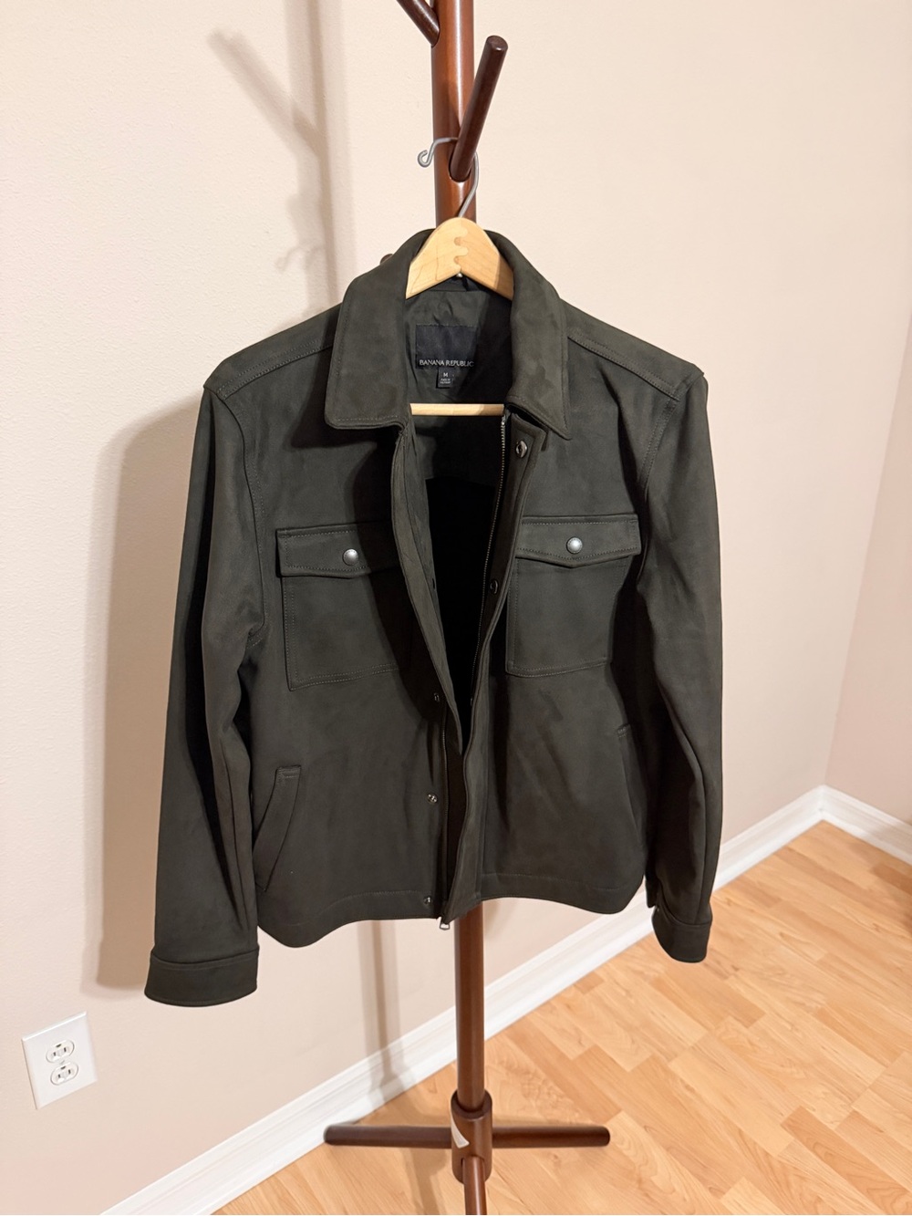 Banana Republic Men's Dark Green Vegan Suede Jacket